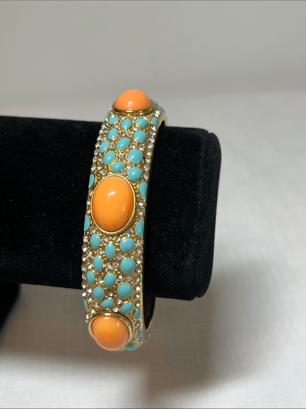 Stella & Dot Gold-Tone Bracelet with Orange Cabochons & Turquoise Accents